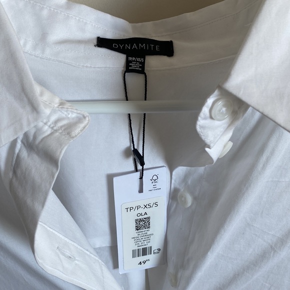 Dynamite white button down shirt xs/s (oversized fit) - Picture 2 of 3